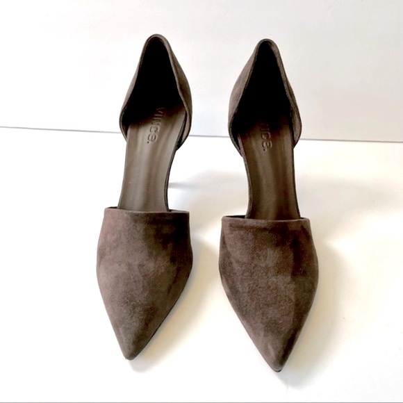 Vince 'D'Orsay' Leather Suede Dark Brown Stiletto, size 8M - Picture 3 of 11